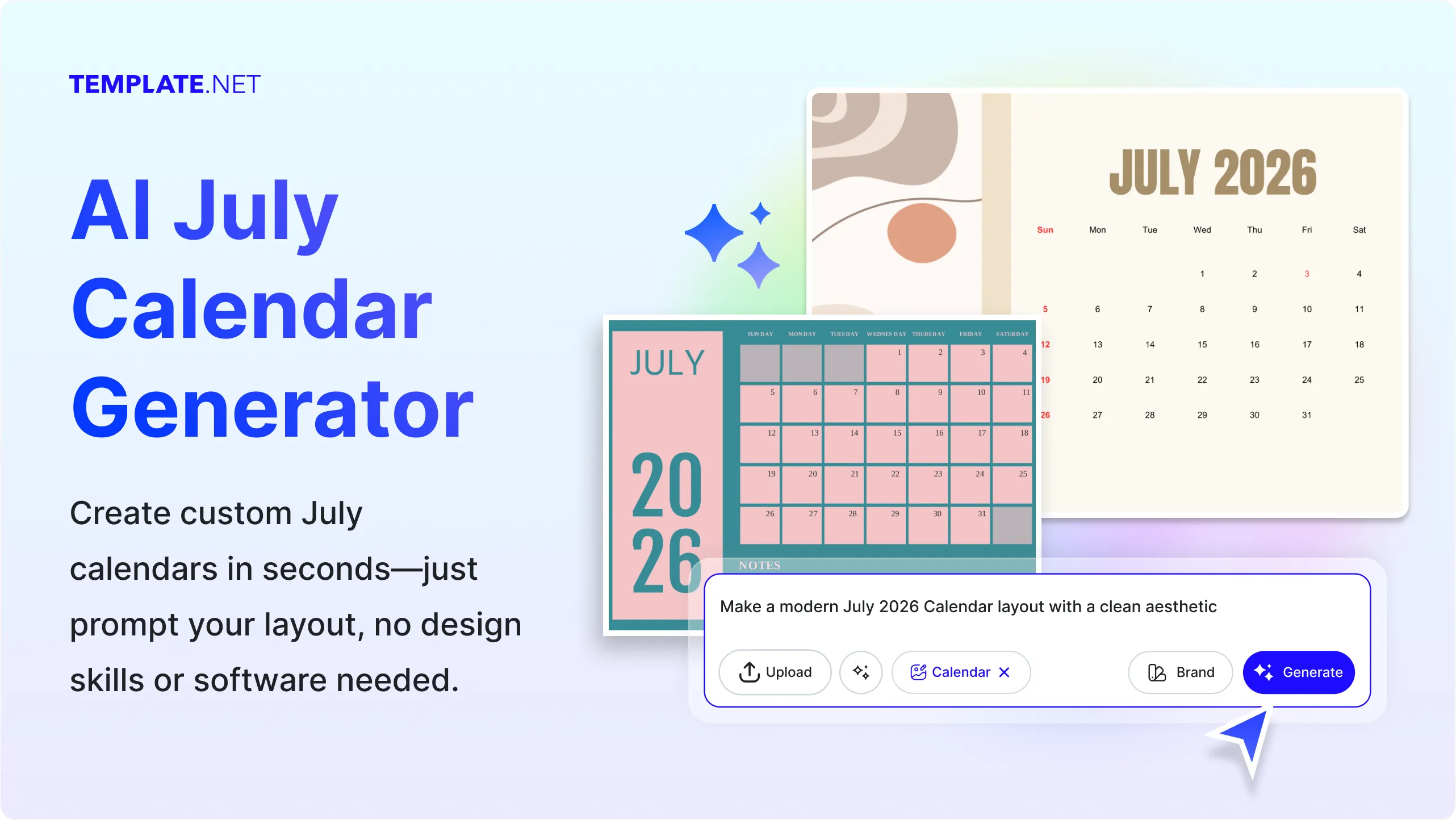 Free AI July Calendar Generator, Free July Calendar Maker Online