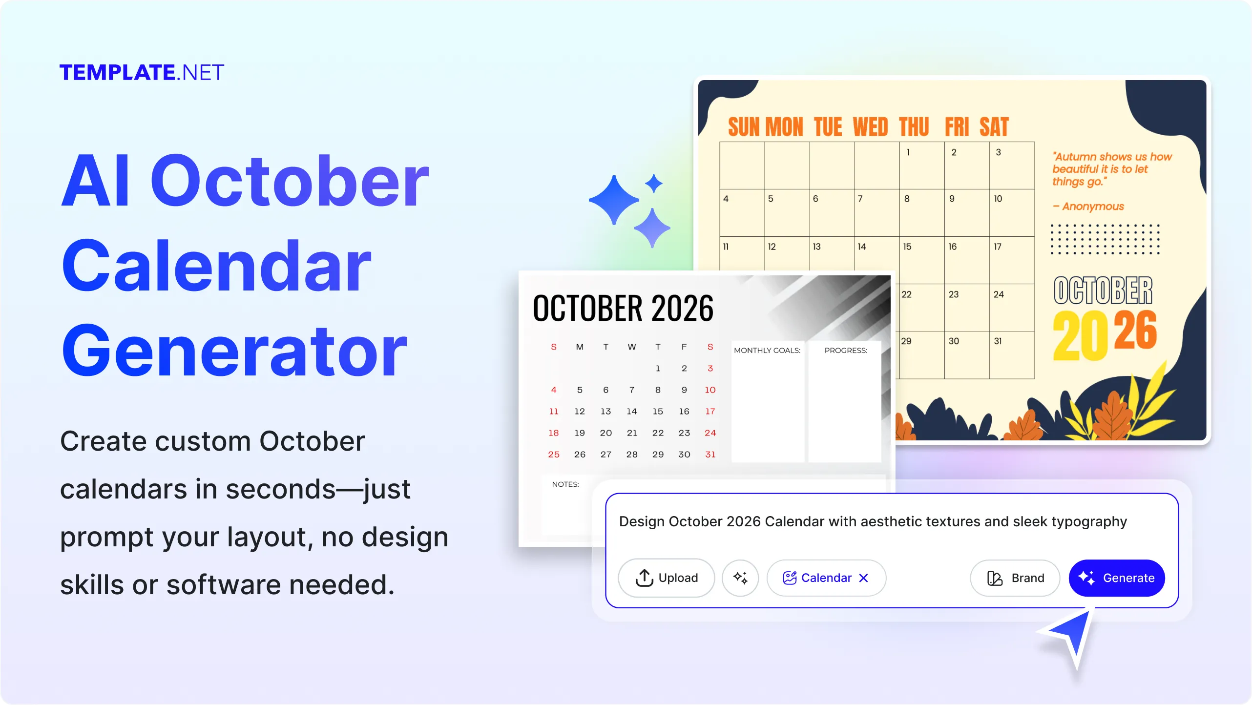 Free AI October Calendar Generator, Free AI October Calendar Maker Online