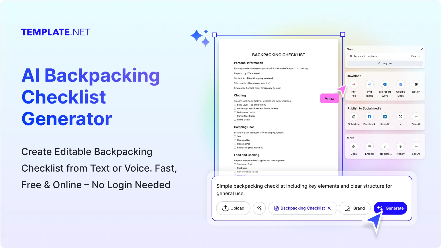 Free AI Backpacking Checklist Generator, Free Backpacking List Maker Online