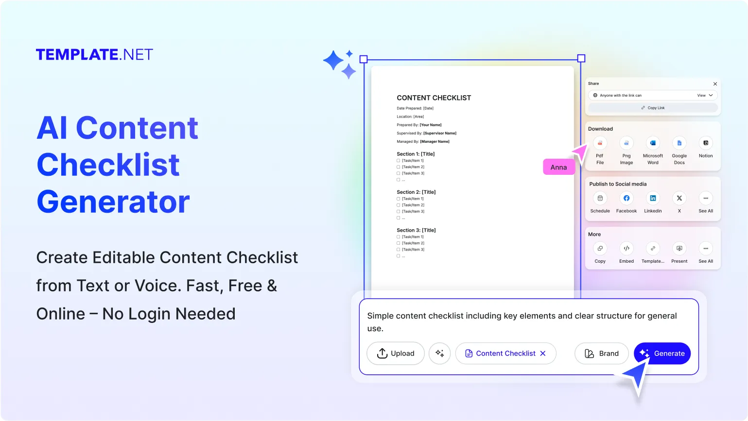 Free AI Content Checklist Generator, Free Content Checklist Maker Online