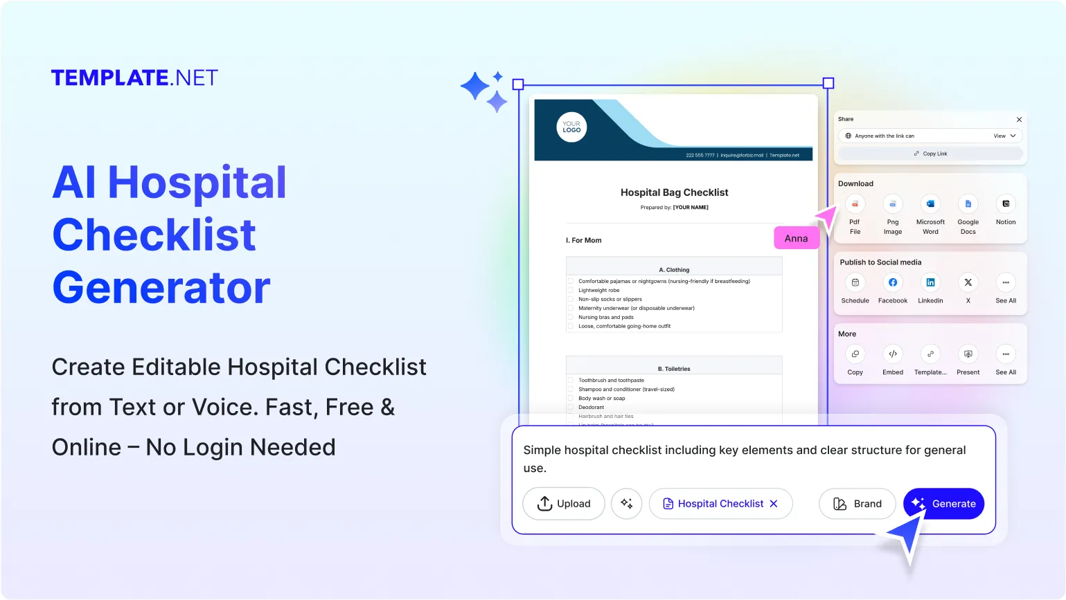 Free AI Hospital Checklist Generator, Free Hospital Checklist Maker Online