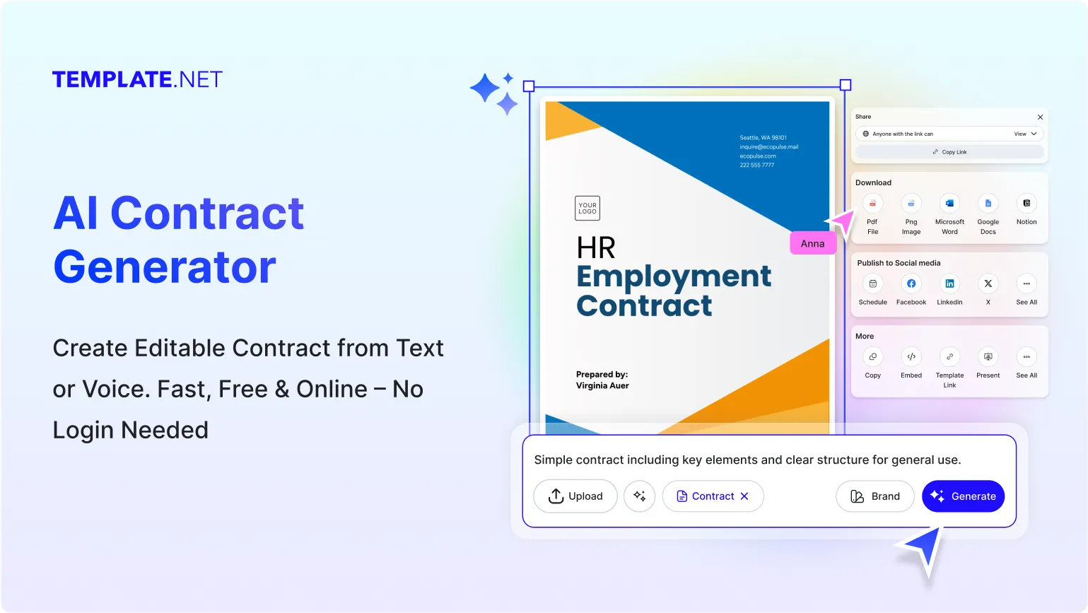 Free AI Contract Generator, Free AI Contract Maker Online