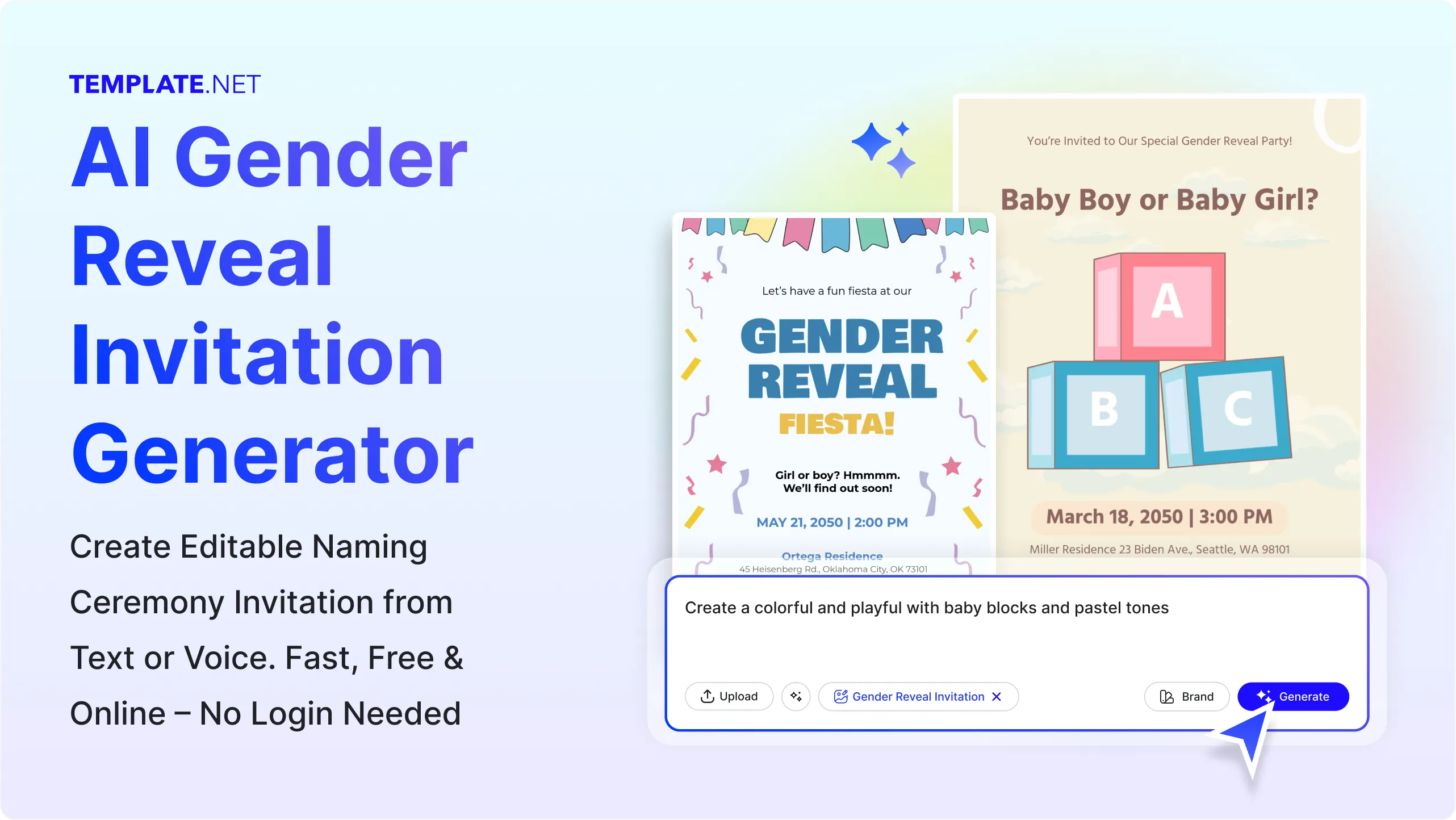 Free AI Gender Reveal Invitation Generator, Free Online Invitation Maker