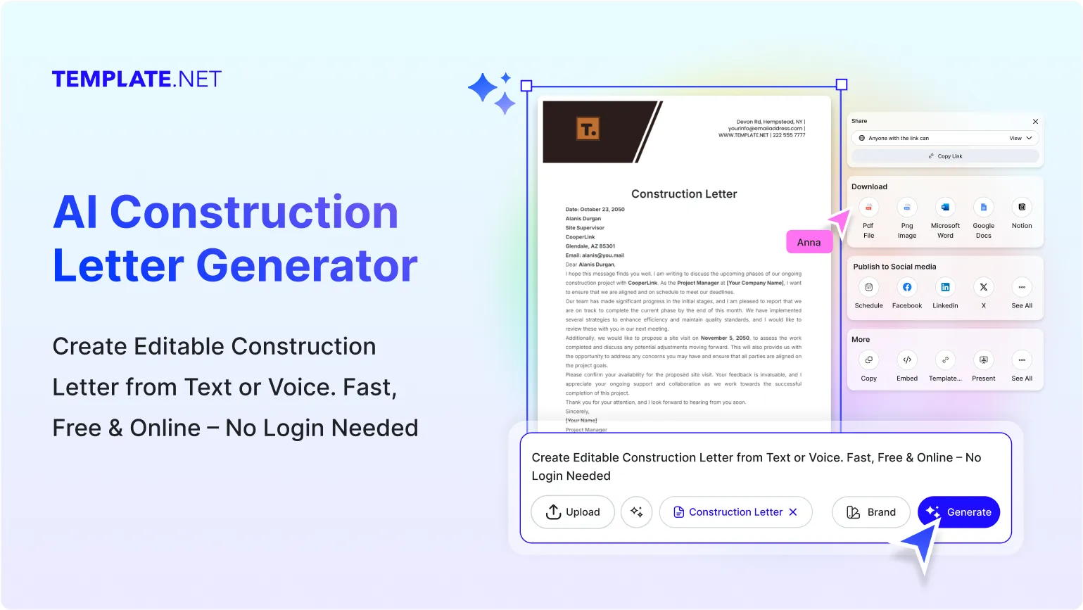 Free AI Construction Letter Generator, Free Construction Letter Maker Online