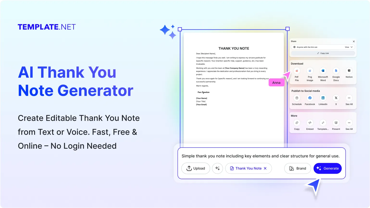 Free AI Thank You Note Generator, Free Thank You Card Message Maker Online