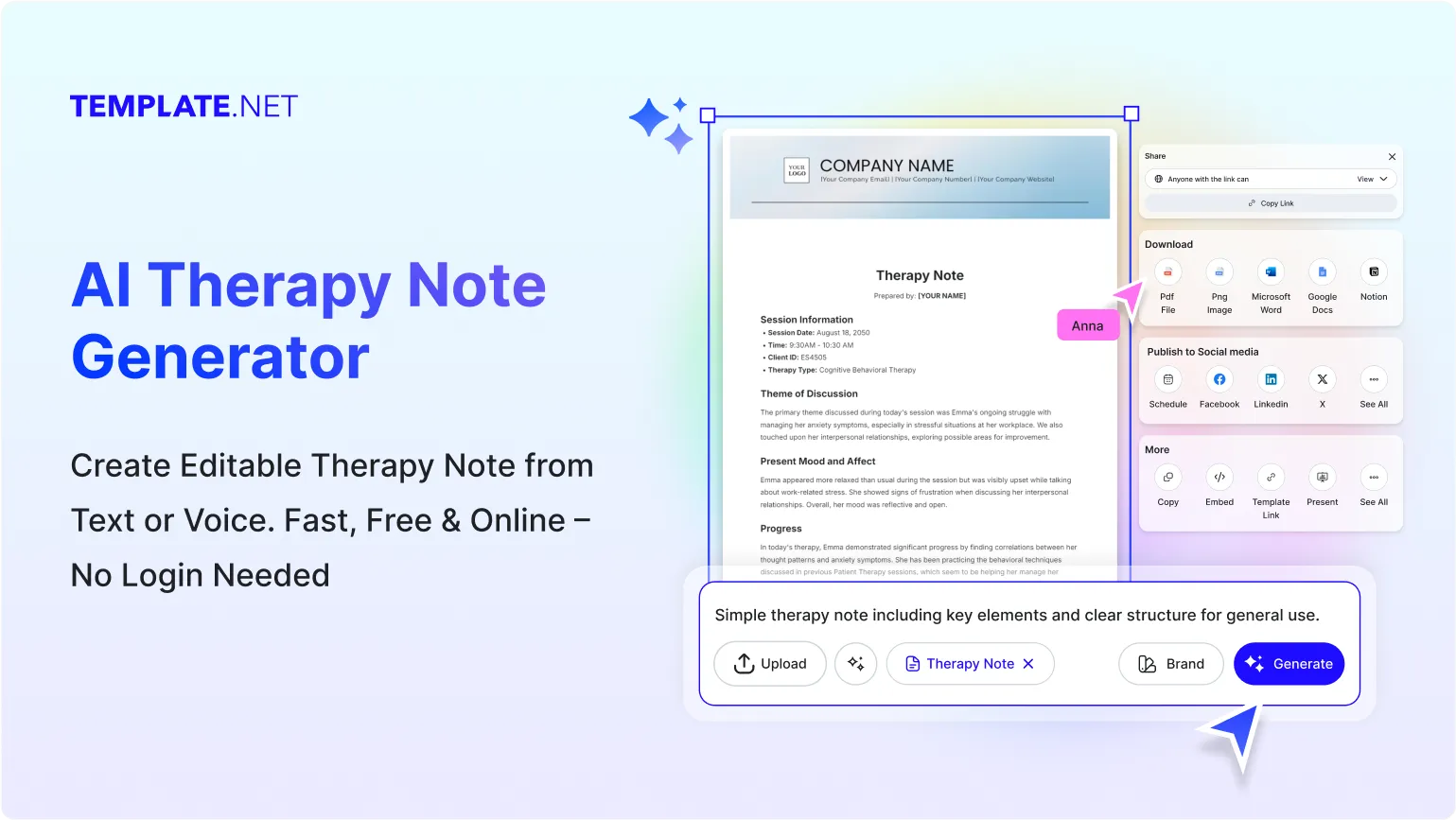 Free AI Therapy Note Generator, Free Therapy Note Maker Online
