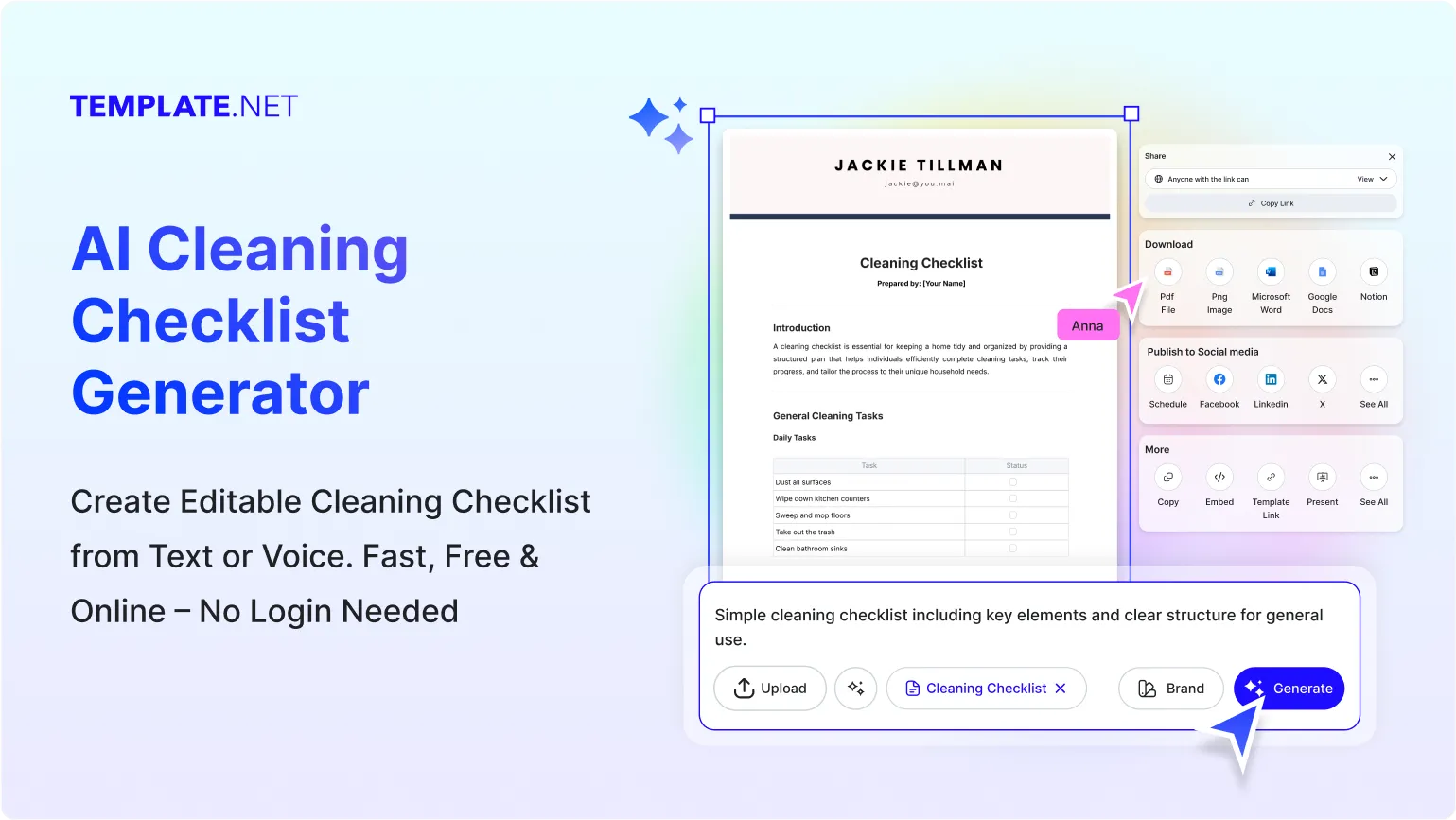 Free AI Cleaning Checklist Generator, Free Cleaning Checklist Maker Online