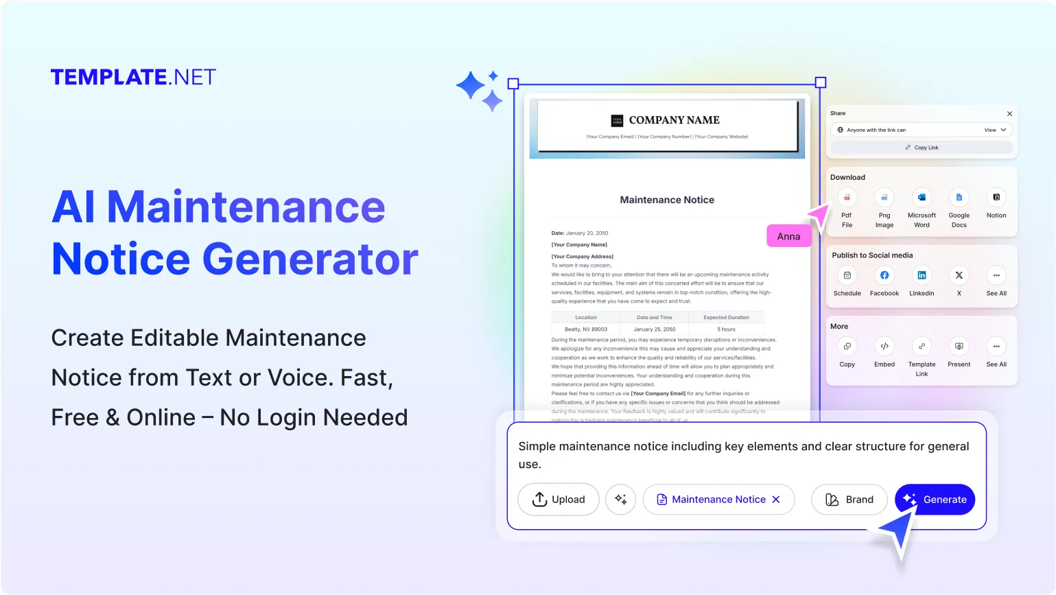 Free AI Maintenance Notice Generator, Free Maintenance Notice Maker Online