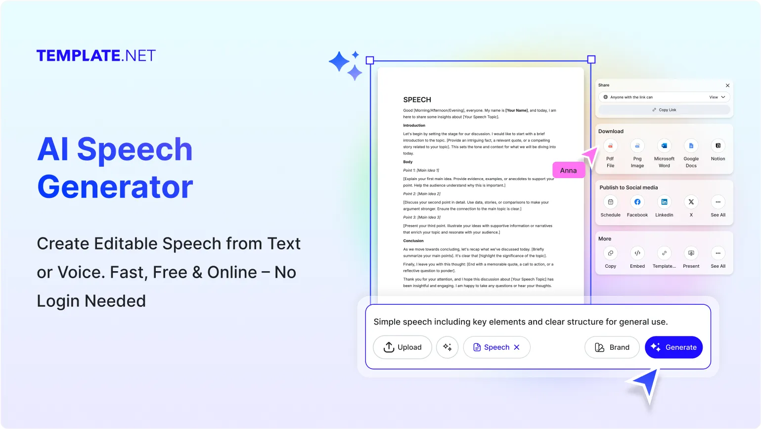 Free AI Speech Generator, Free Speech Maker Online