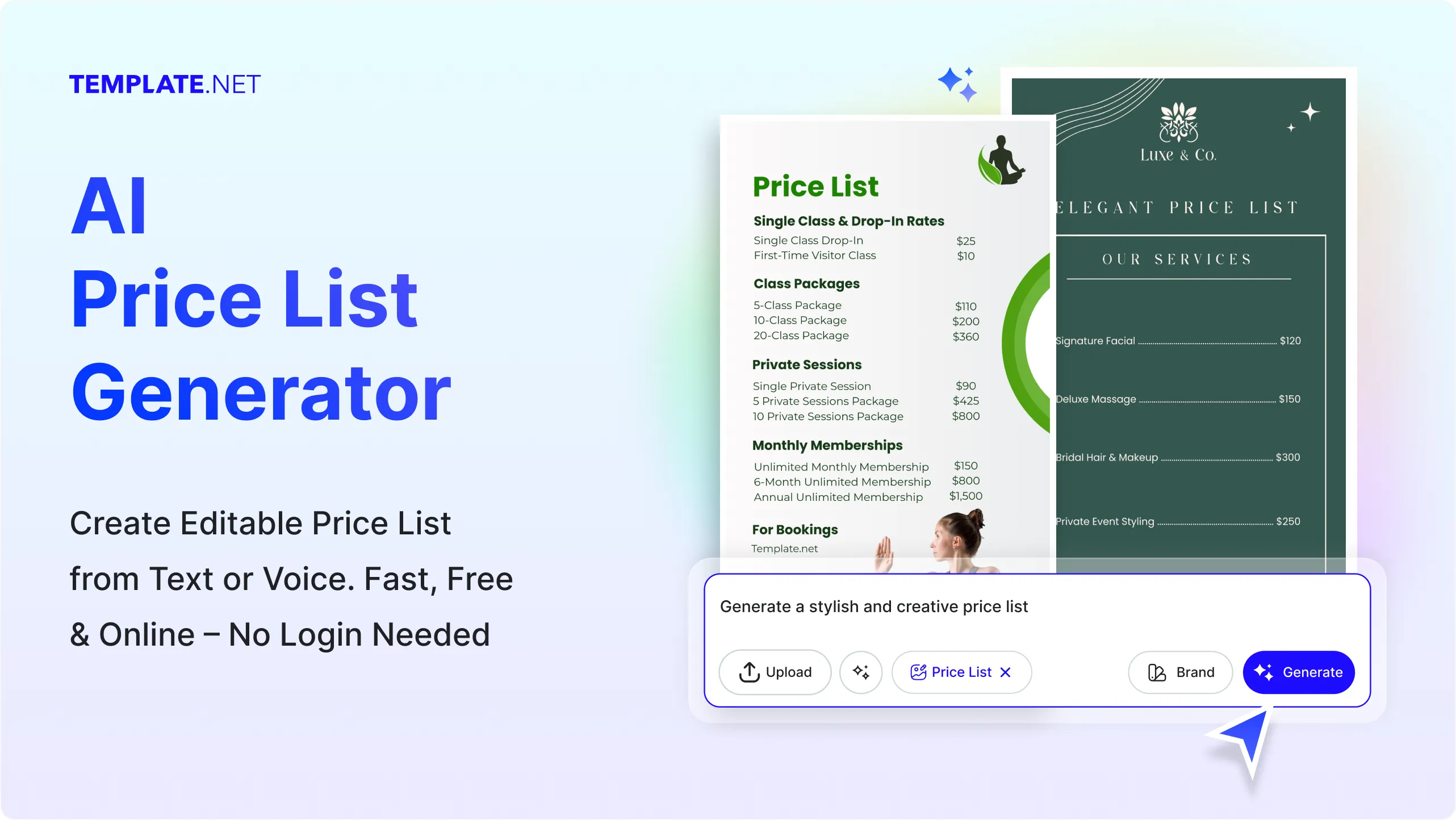 Free AI Price list Generator, Free Price list Maker Online