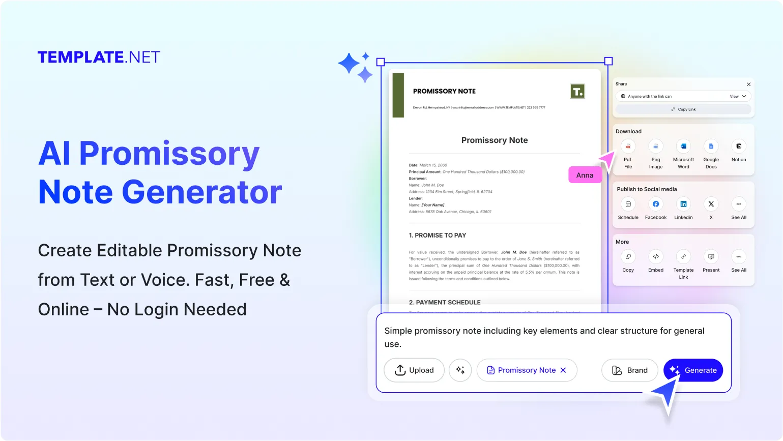 Free AI Promissory Note Generator, Free Promissory Note Maker Online