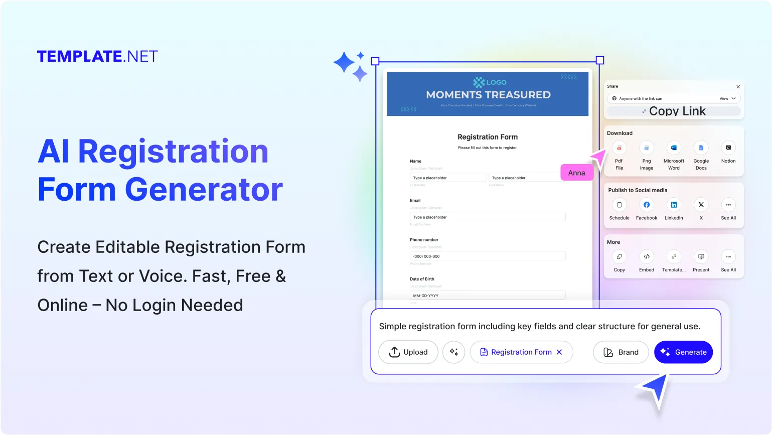 Free Registration Form Builder, Editable Registration Form Generator