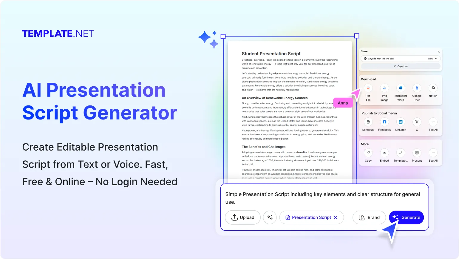 Free AI Presentation Script Generator, Free Presentation Script Maker Online