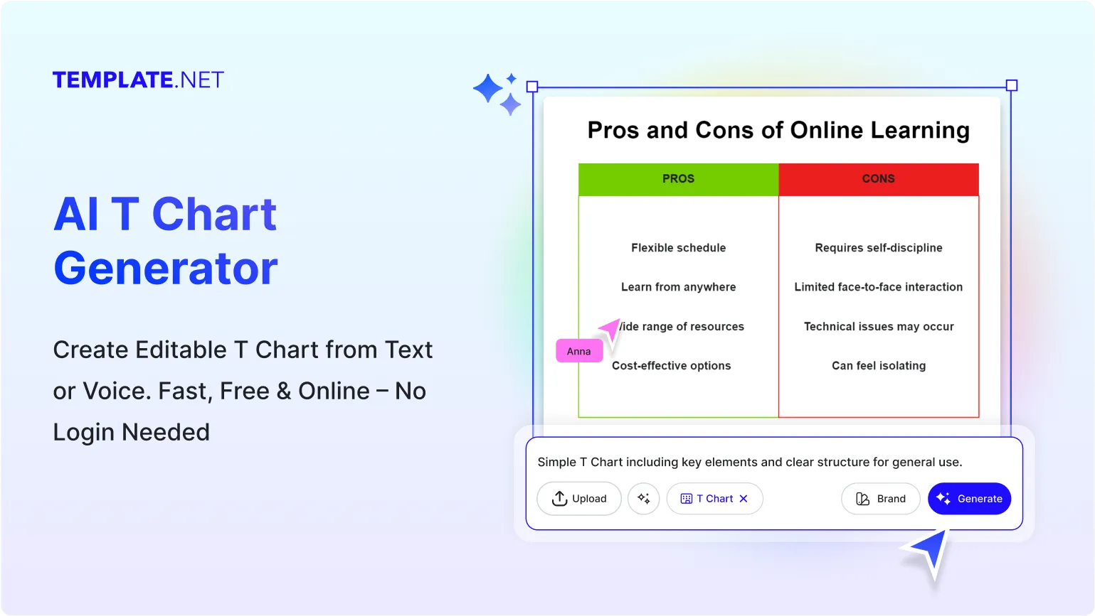 Free AI T-Chart Generator, Free T-Chart Maker Online