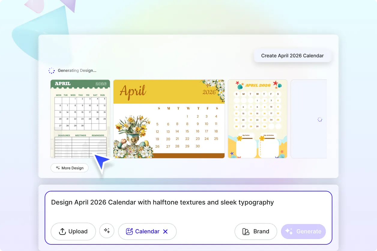 Free AI April Calendar Generator, Free AI April Calendar Maker Online