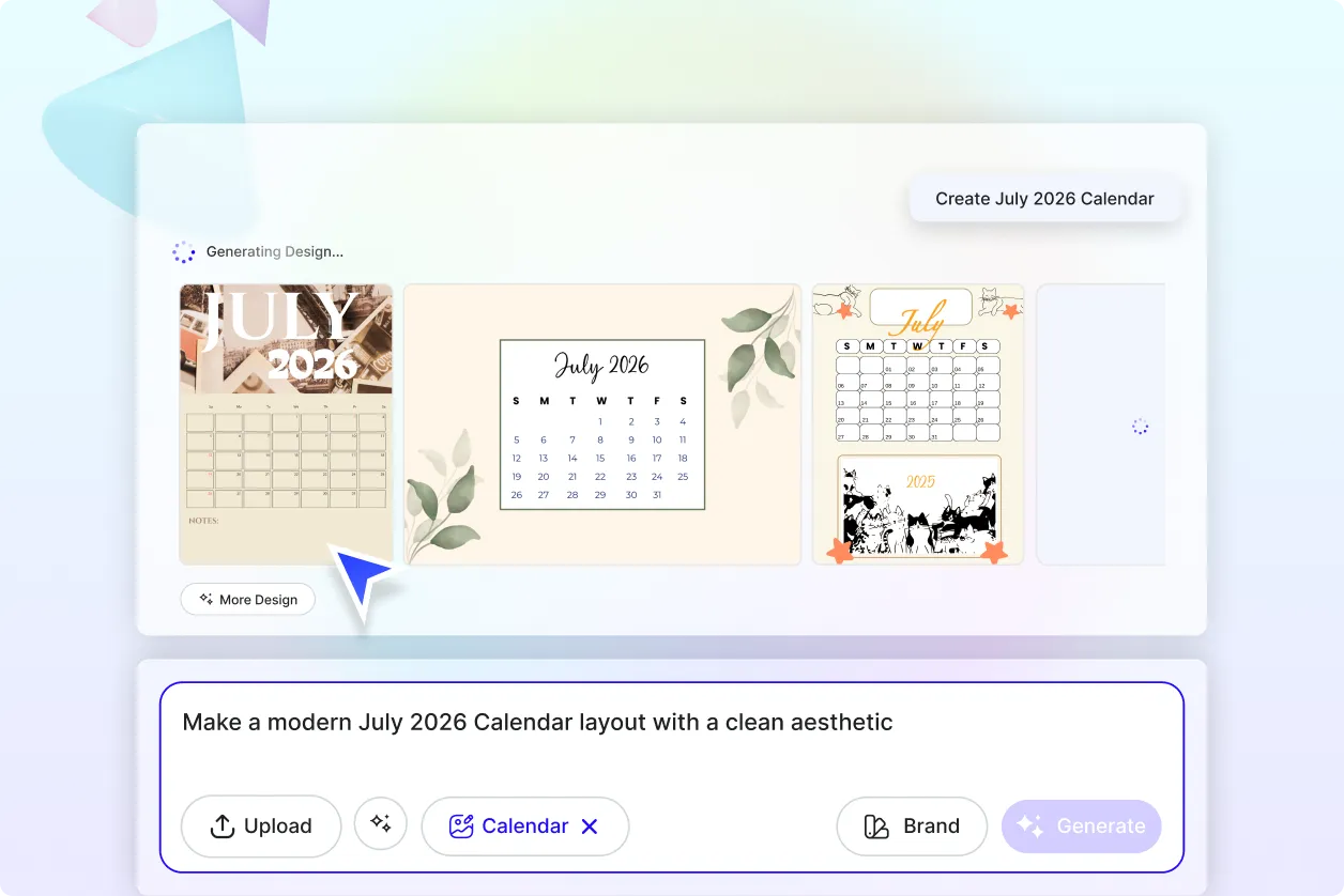 Free AI July Calendar Generator, Free July Calendar Maker Online