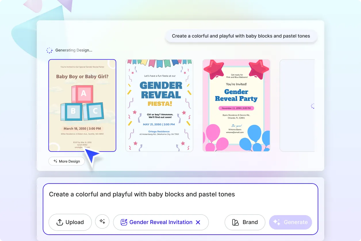 Free AI Gender Reveal Invitation Generator, Free Online Invitation Maker