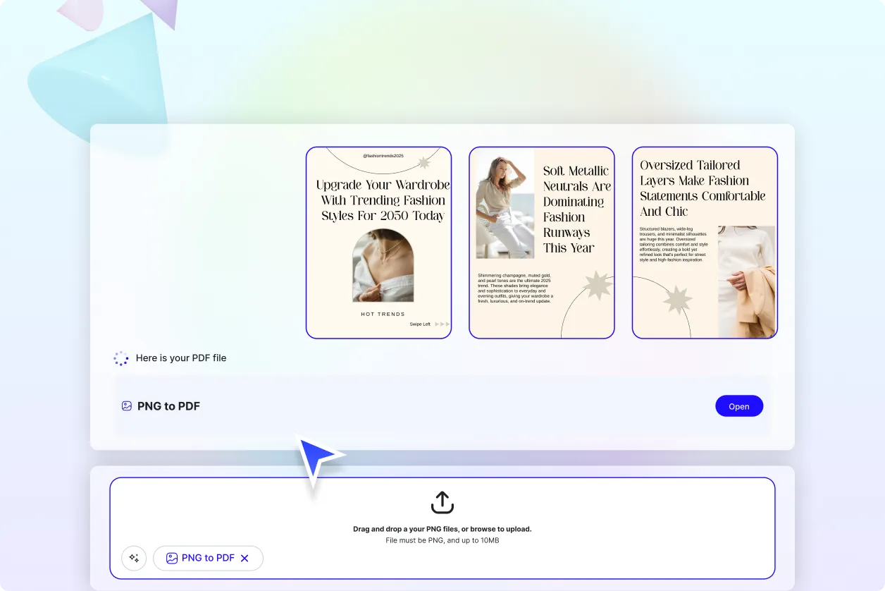 Free AI Convert PNG to PDF Editor, Online Image to PDF Converter