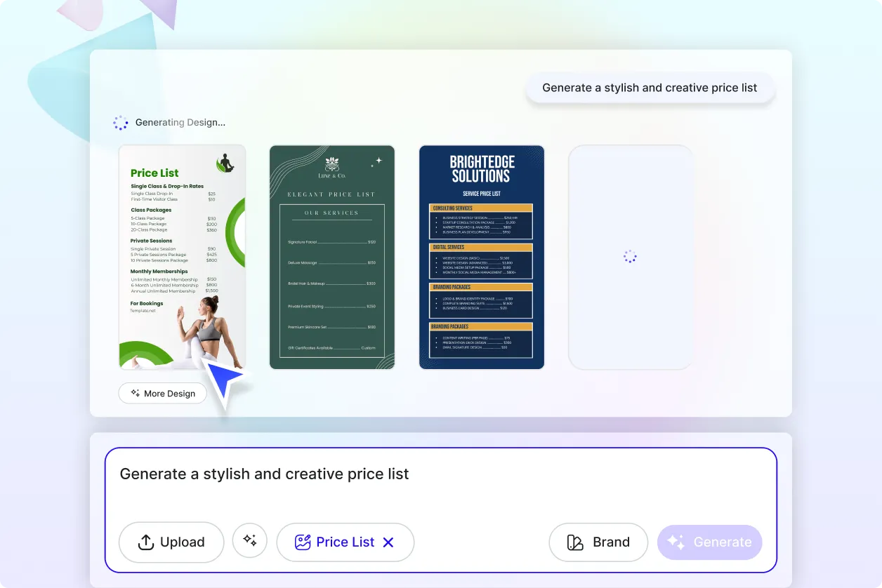 Free AI Price list Generator, Free Price list Maker Online