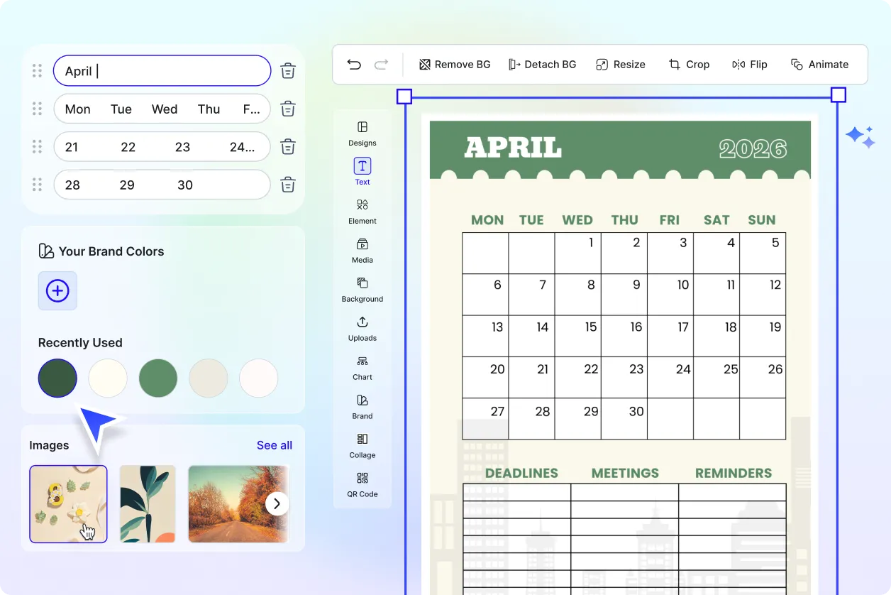 Free AI April Calendar Generator, Free AI April Calendar Maker Online