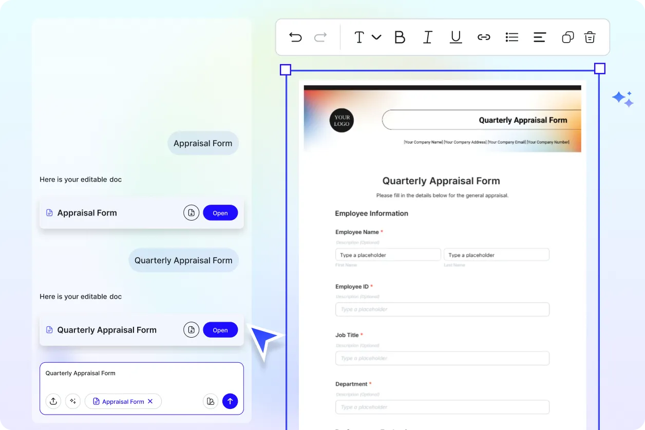 Free AI Appraisal Form Builder, Free Editable Appraisal Form Generator