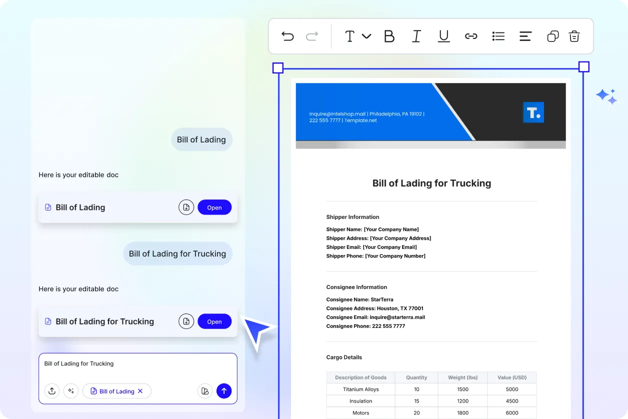 Free AI Bill of Lading Generator, Free AI BOL Document Maker Online
