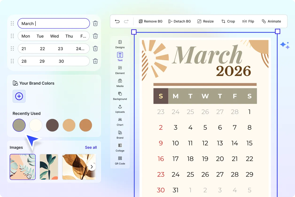 Free AI March Calendar Generator, Free AI March Calendar Maker Online