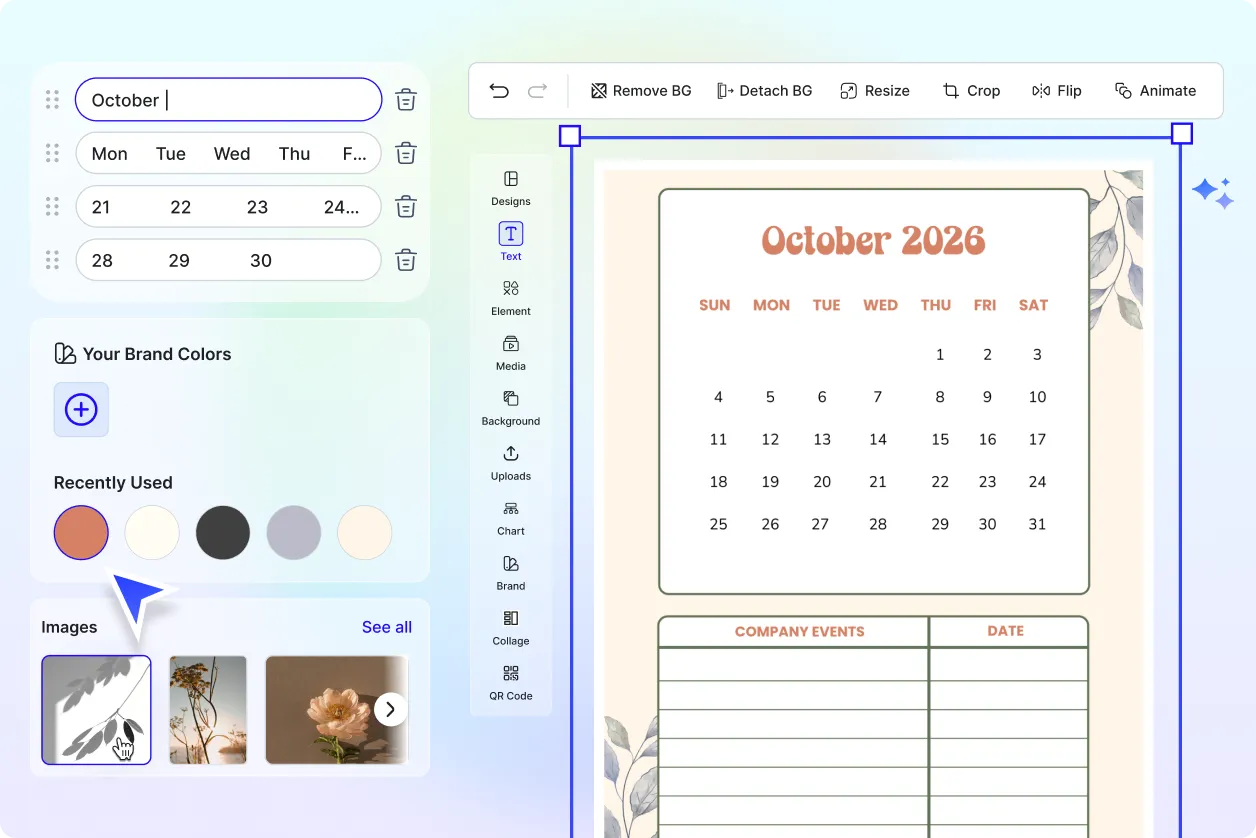 Free AI October Calendar Generator, Free AI October Calendar Maker Online