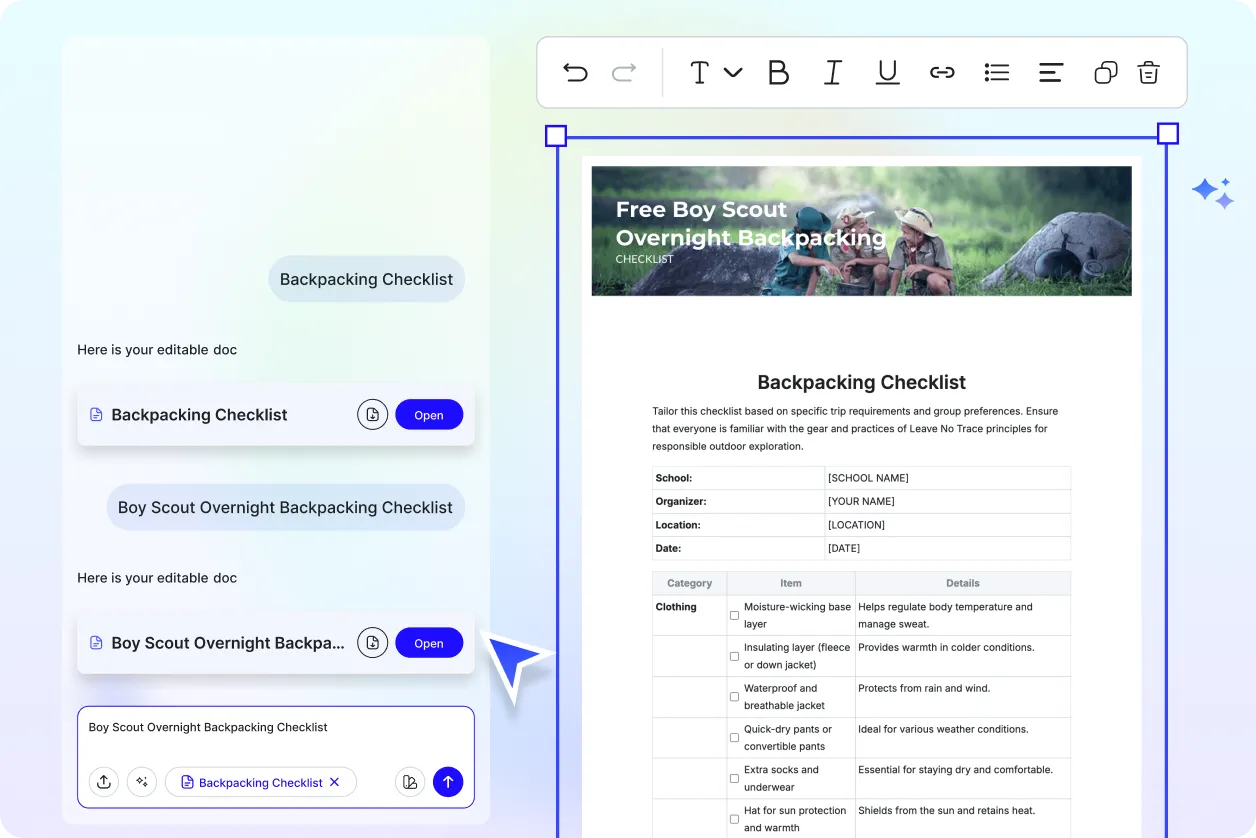 Free AI Backpacking Checklist Generator, Free Backpacking List Maker Online