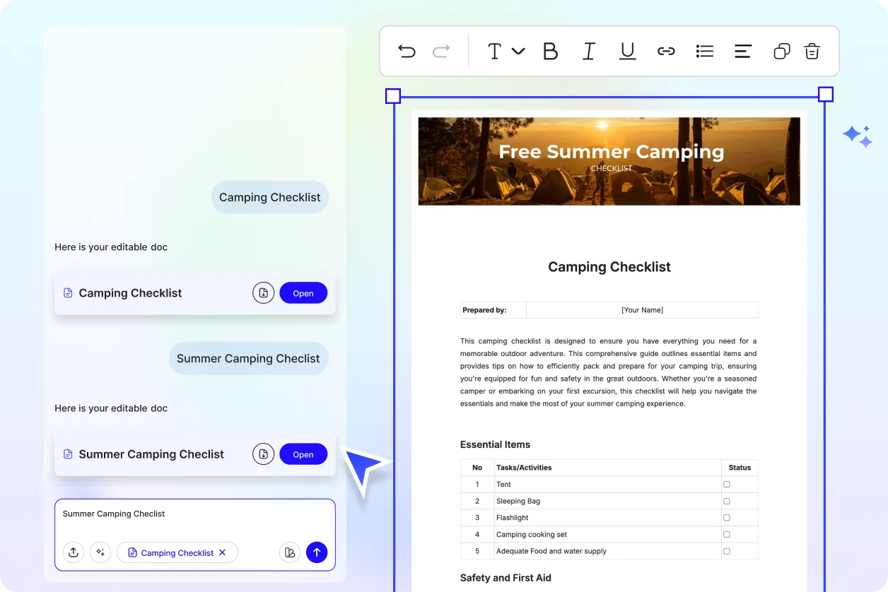 Free AI Camping Checklist Generator, Free Camping Checklist Maker Online
