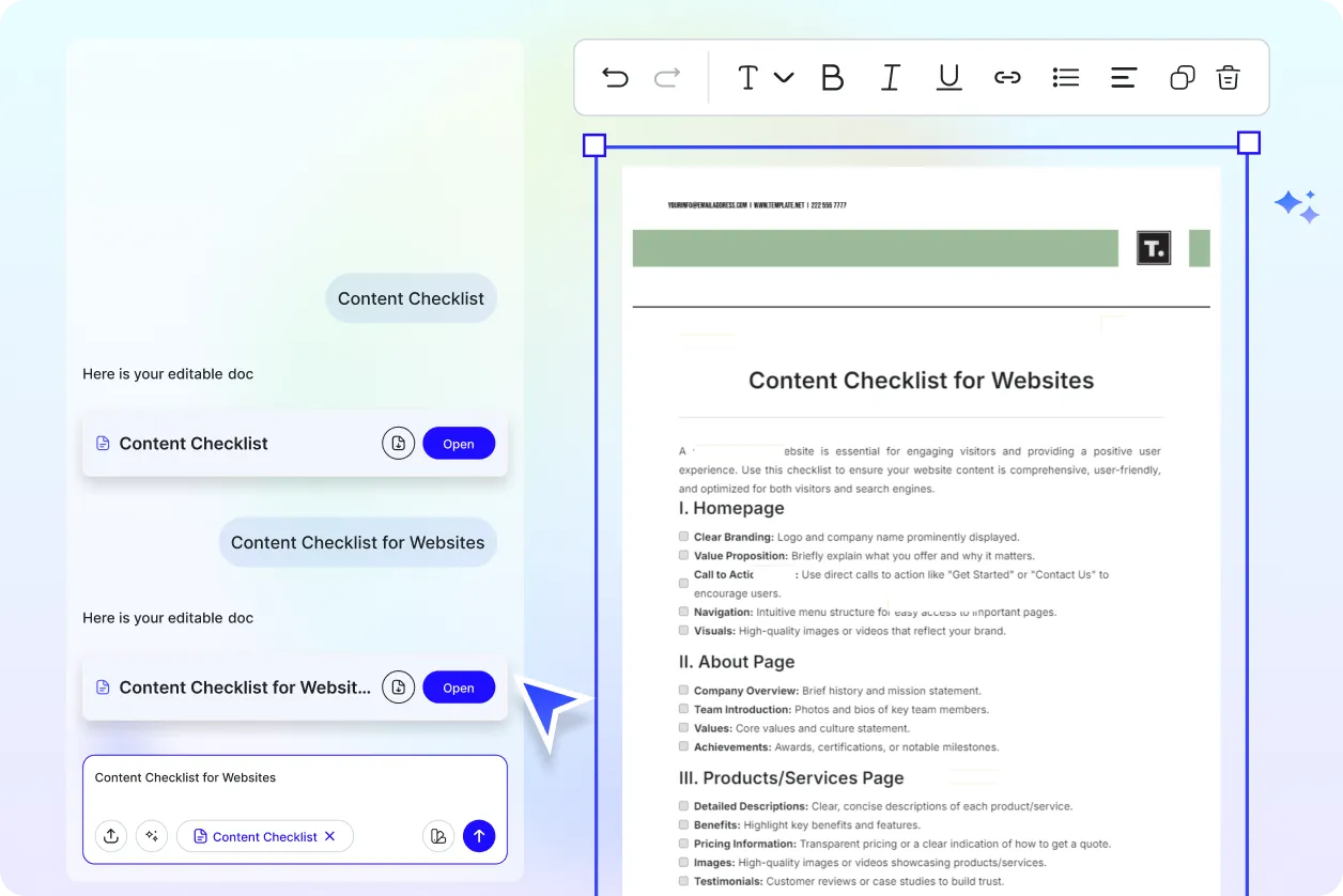 Free AI Content Checklist Generator, Free Content Checklist Maker Online