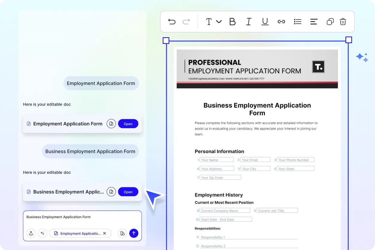 Free AI Employment Application Form Generator, Free Employment Application Form Maker Online