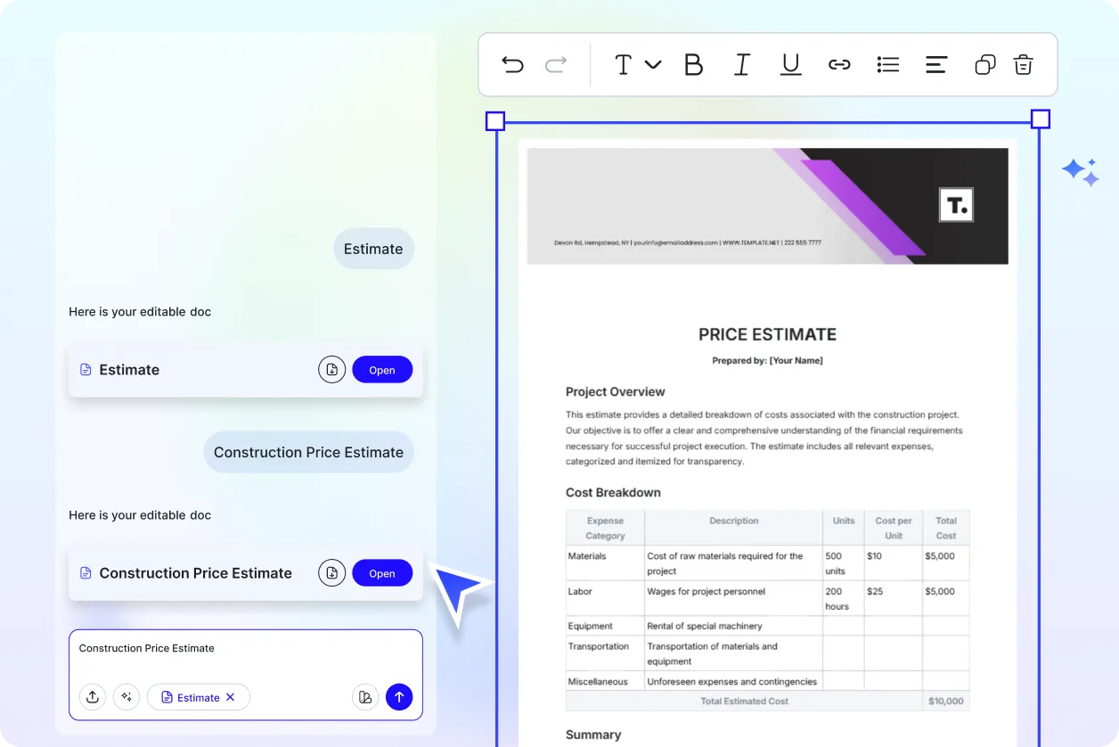 Free AI Estimate Generator, Free AI Estimate Maker Online