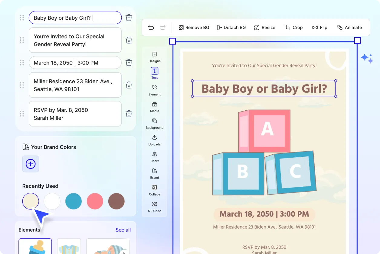Free AI Gender Reveal Invitation Generator, Free Online Invitation Maker
