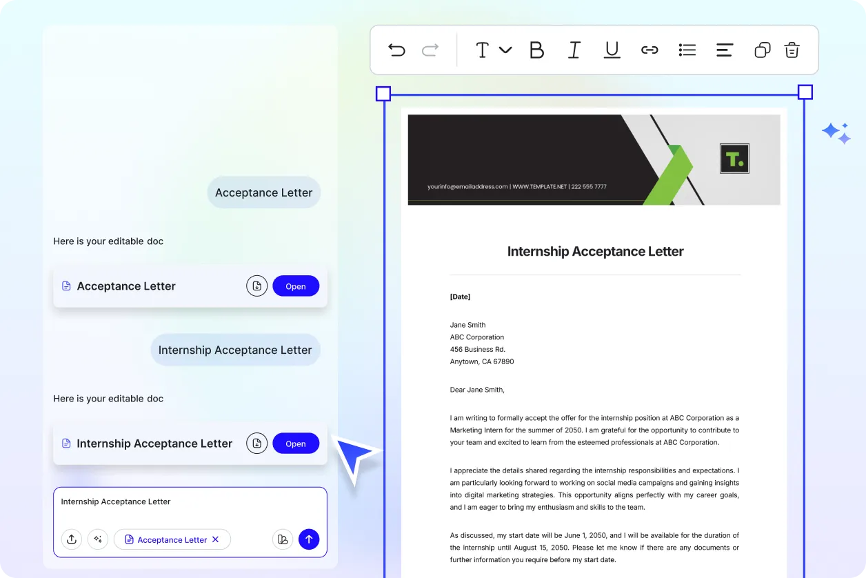 Free AI Acceptance Letter Generator, Free Acceptance Letter Maker Online