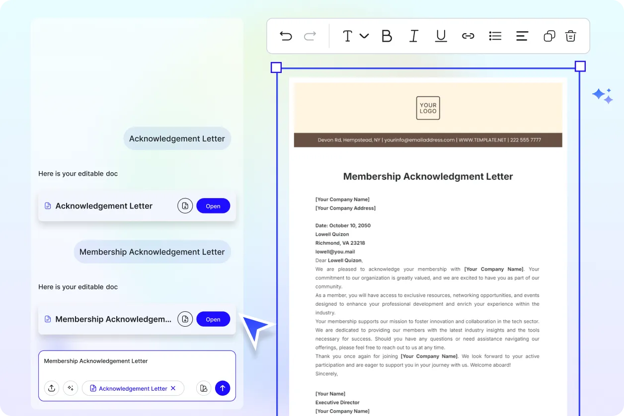 Free AI Acknowledgement Letter Generator, Free Acknowledgement Letter Maker Online