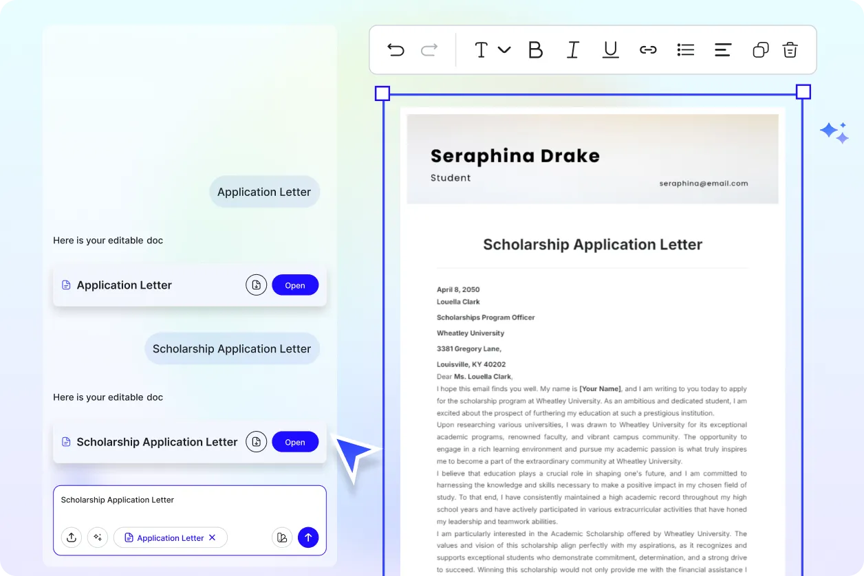 Free AI Application Letter Generator, Free Application Letter Maker Online
