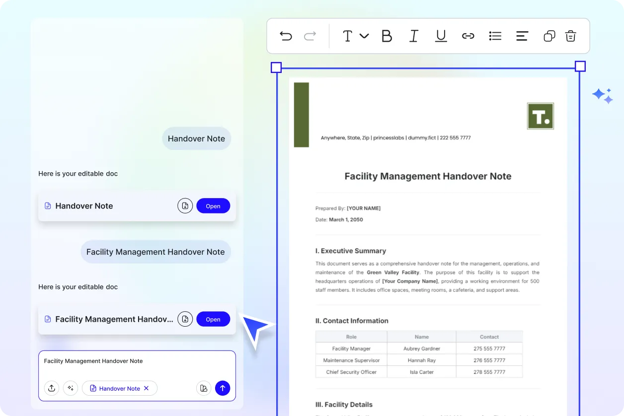 Free AI Handover Note Generator, Free Handover Maker Online