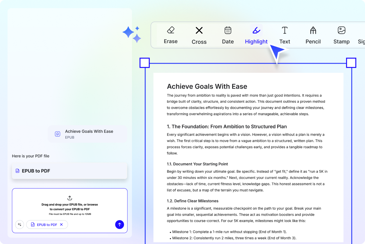 Free AI Convert EPUB to PDF, EPUB to PDF Converter