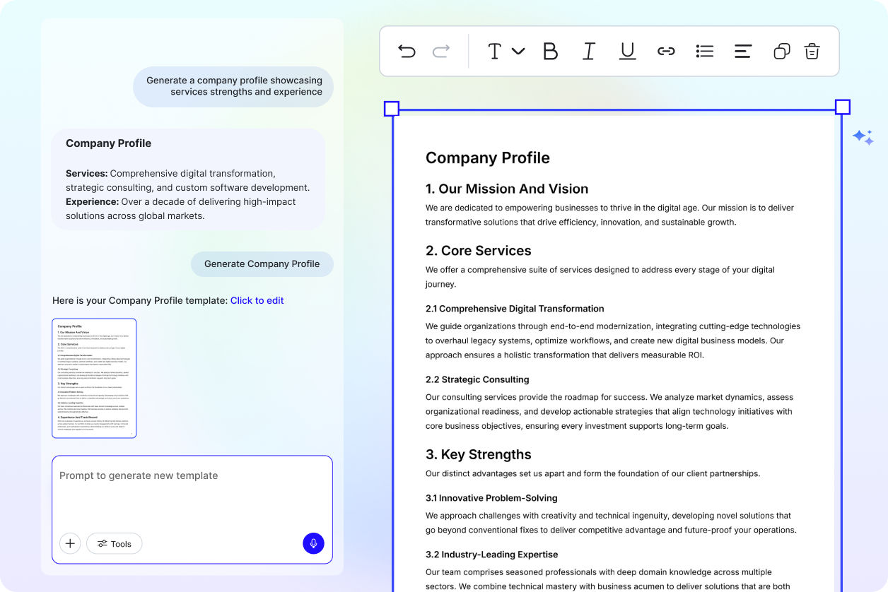 Free AI Company Profile Generator Online, AI Company Profile Maker [ No Signup ]