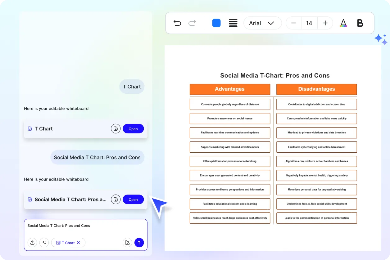 Free AI T-Chart Generator, Free T-Chart Maker Online