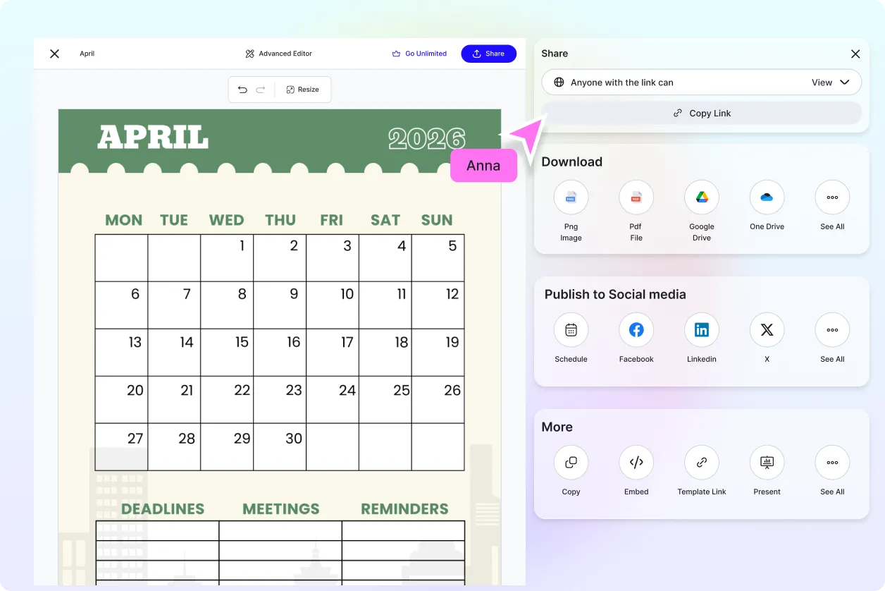 Free AI April Calendar Generator, Free AI April Calendar Maker Online