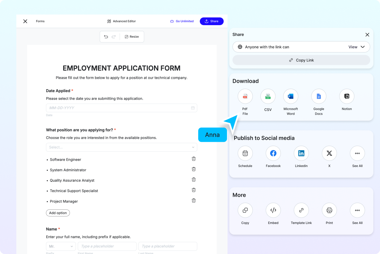 Free AI Form Builder, Free Editable Form Generator Online
