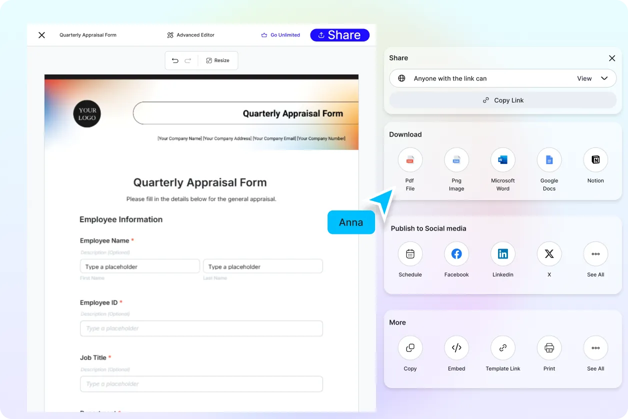 Free AI Appraisal Form Builder, Free Editable Appraisal Form Generator