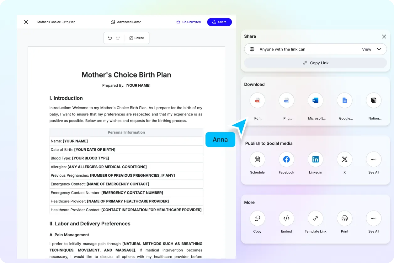 Free AI Birth Plan Generator, Free Birth Plan Maker Online