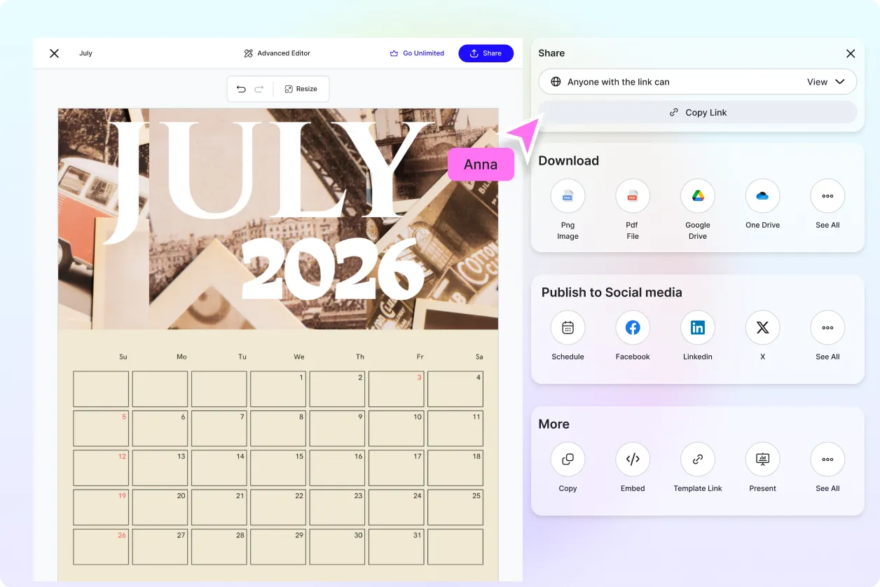 Free AI July Calendar Generator, Free July Calendar Maker Online