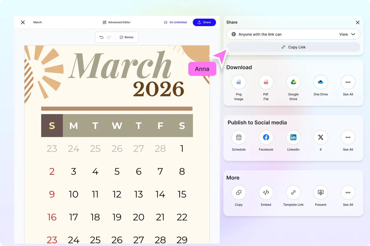 Free AI March Calendar Generator, Free AI March Calendar Maker Online