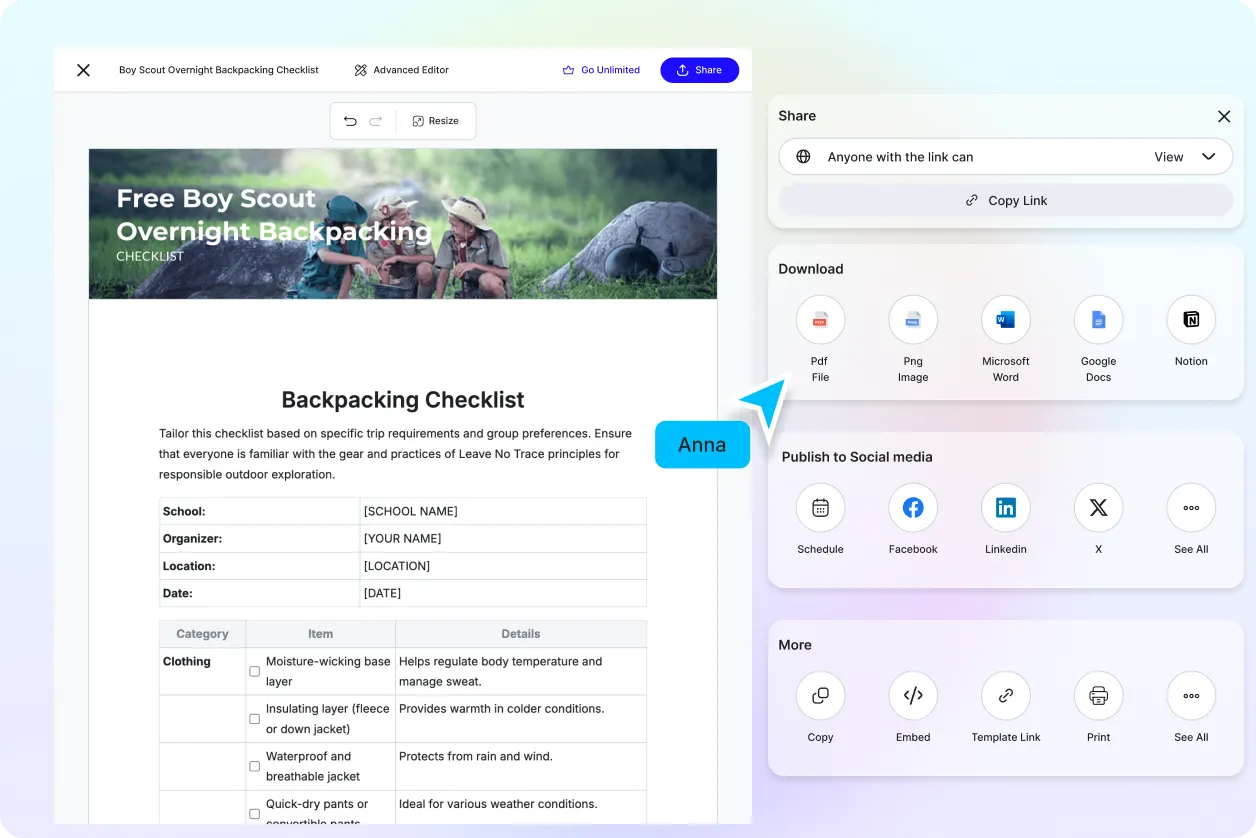 Free AI Backpacking Checklist Generator, Free Backpacking List Maker Online