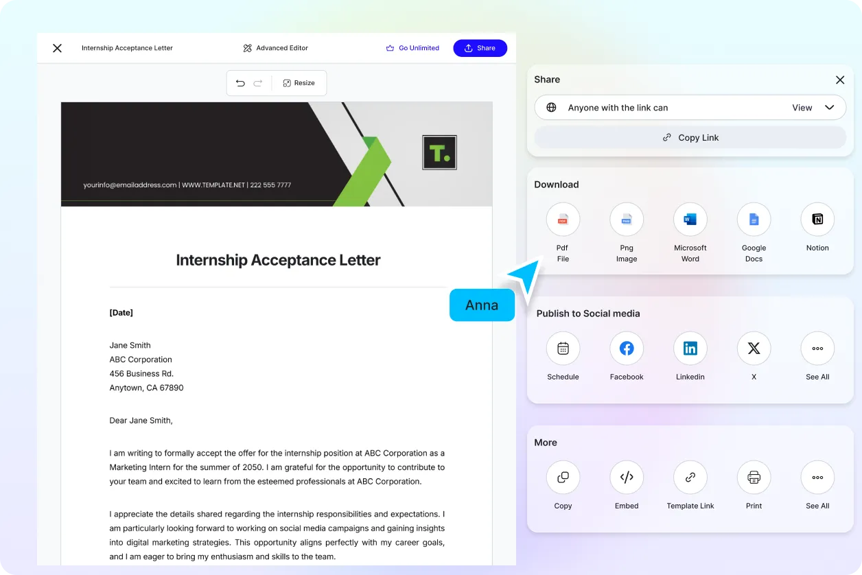 Free AI Acceptance Letter Generator, Free Acceptance Letter Maker Online