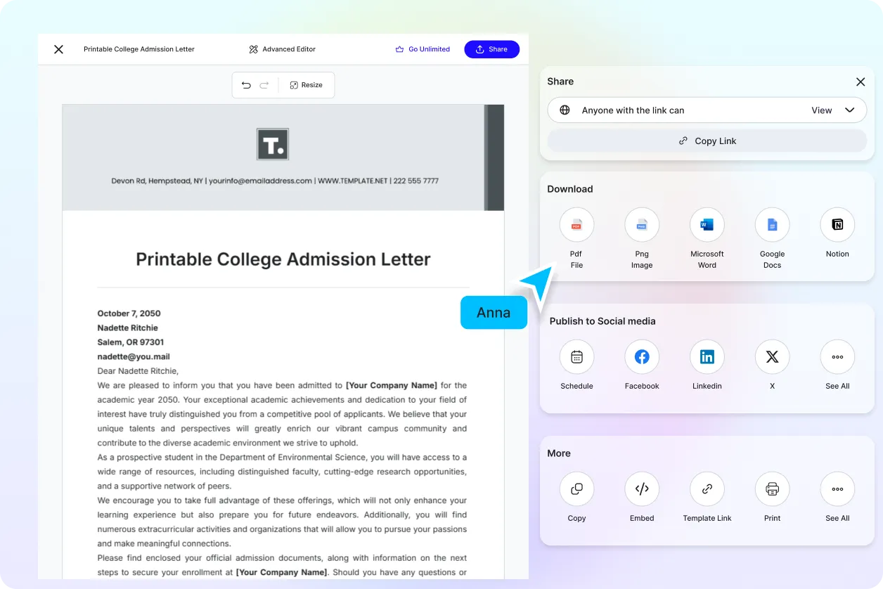 Free AI Admission Letter Generator, Free Admission Letter Maker Online